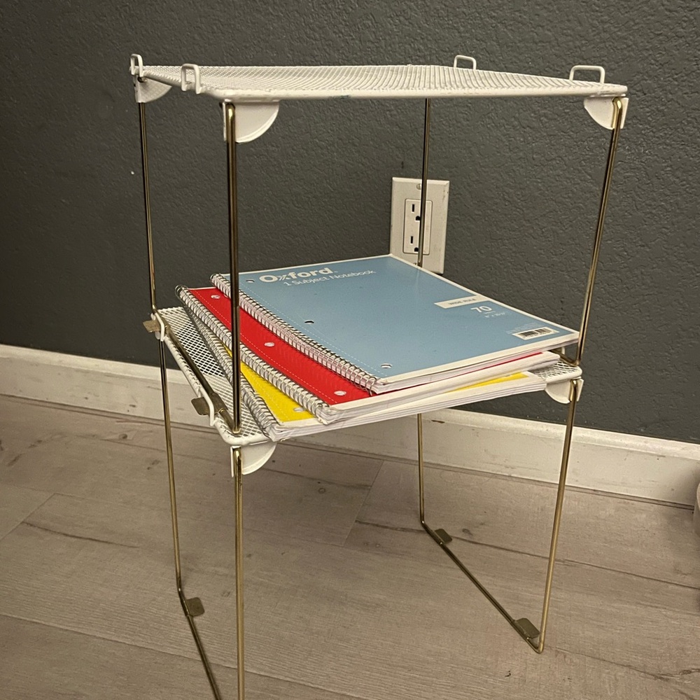 White and Gold Metal Desk Organizer